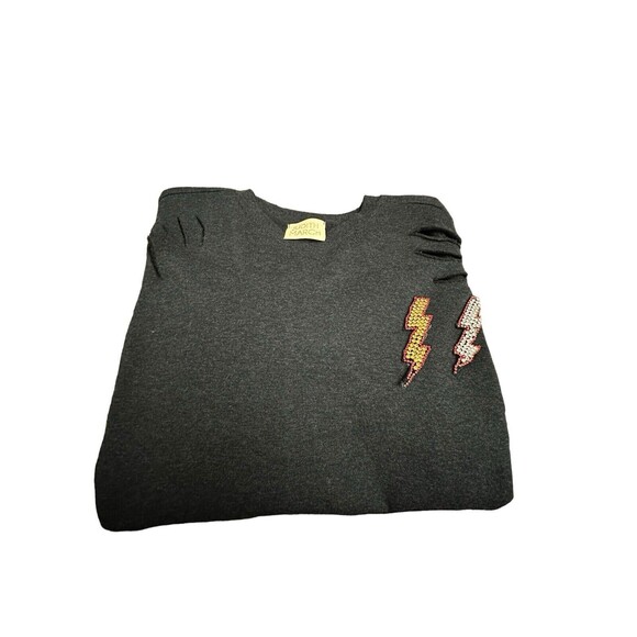 Judith March Medium Heather Black Lightning Bolt Soft Sweatshirt $165 MSRP #T9-1 - Picture 11 of 12
